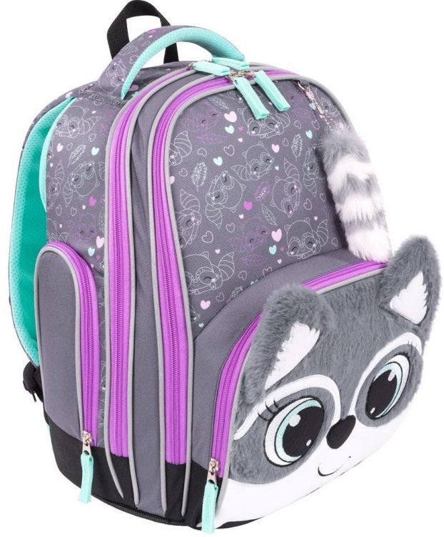 Ghiozdan școlar ergonomic  Bambino Premium Racoon - Cu 2 compartiment