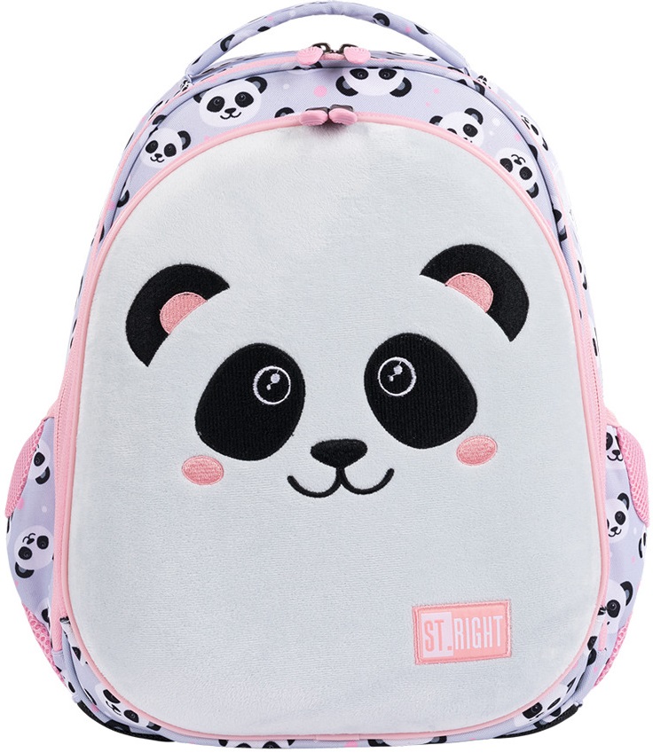 Ghiozdan școlar ergonomic St. Right Grey Panda - Cu 1 compartiment