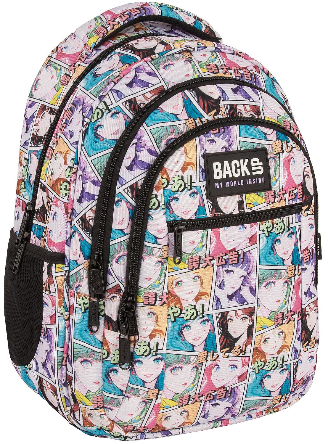 Ghiozdan școlar Back Up O - Anime, cu 3 compartimente