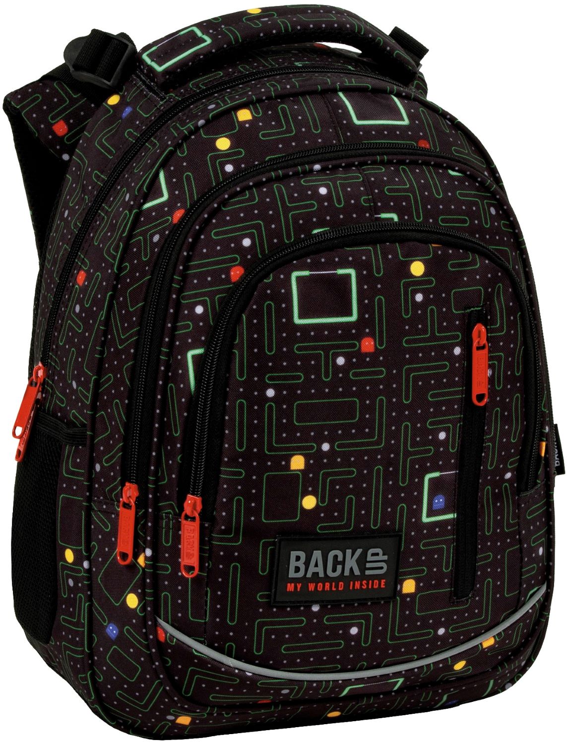 Ghiozdan școlar BackUp R - Pac-Man, cu 3 compartimente
