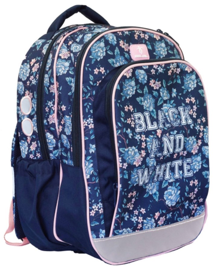 Ghiozdan școlar Belmil - Blue Garden, cu 2 compartimente, 22 l