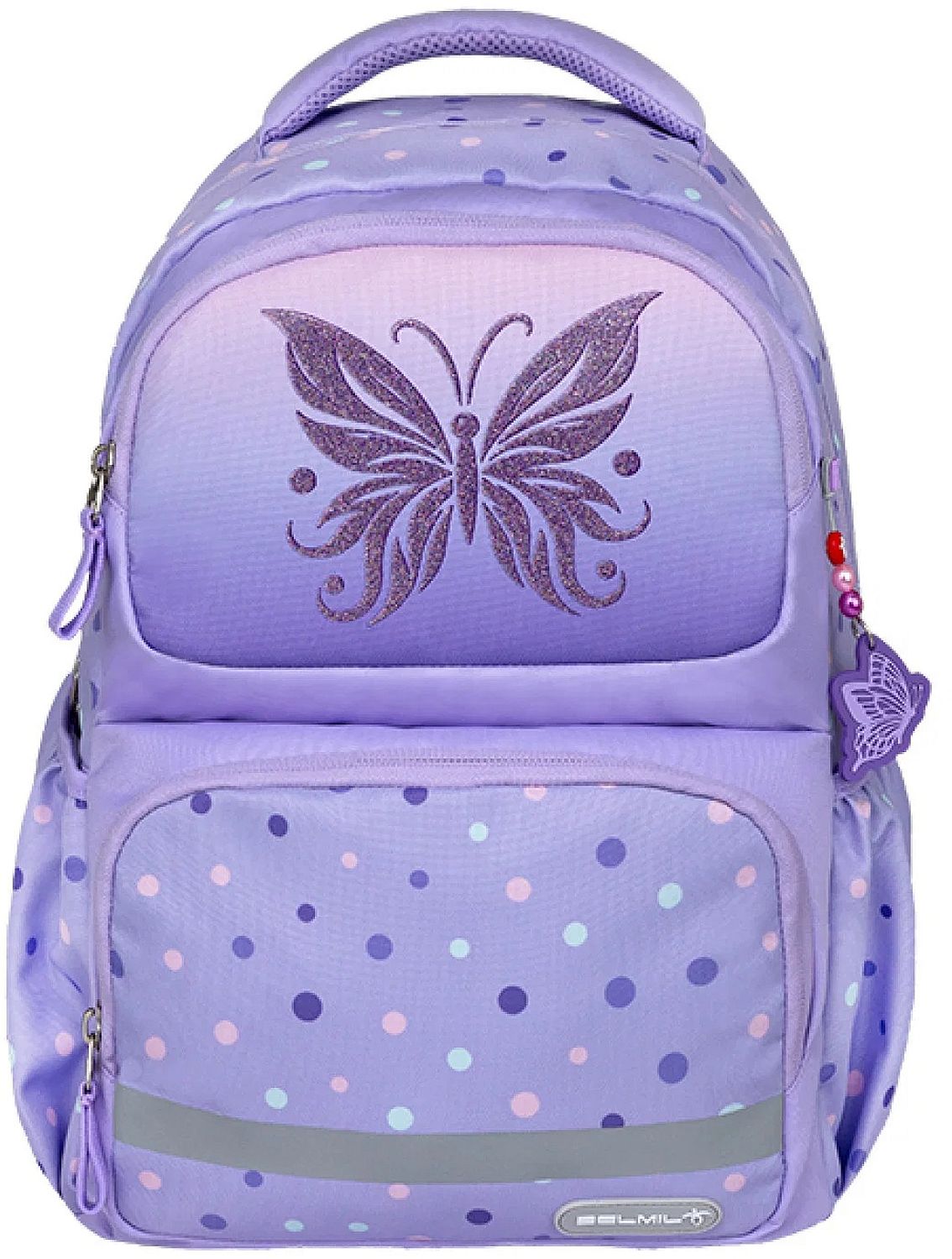 Rucsac școlar Belmil - Purple Dots Butterfly, 1 compartiment