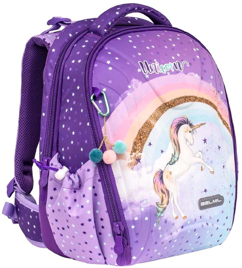 Rucsac școlar Belmil - Rainbow unicorn, 1 compartiment, 22 l