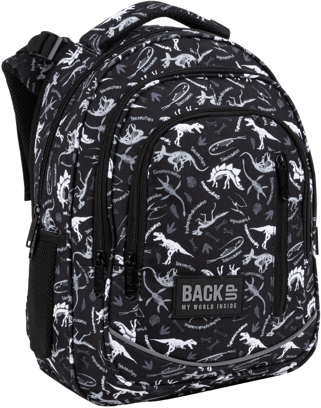 Rucsac scolar Derform BackUp - Black dinosaurs
