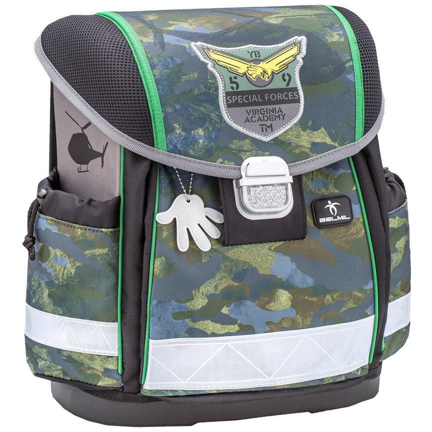 Ghiozdan ergonomic Belmil - Camouflage, cu baza tare si un compartiment