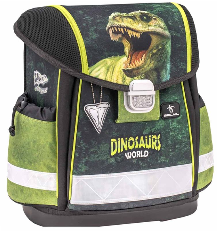 Ghiozdan școlar clasic Belmil - Dinosaur World 2, 2 compartimente, 19 l