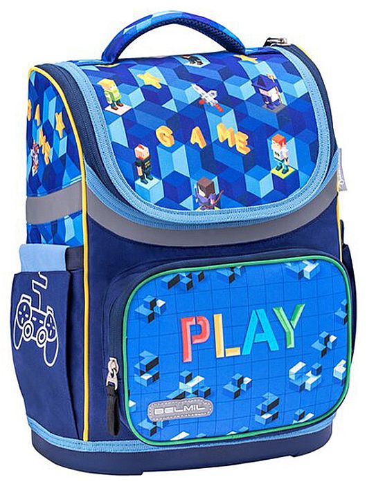Ghiozdan școlar Belmil Classic - Joc de pixeli, 2 compartimente, 19 l