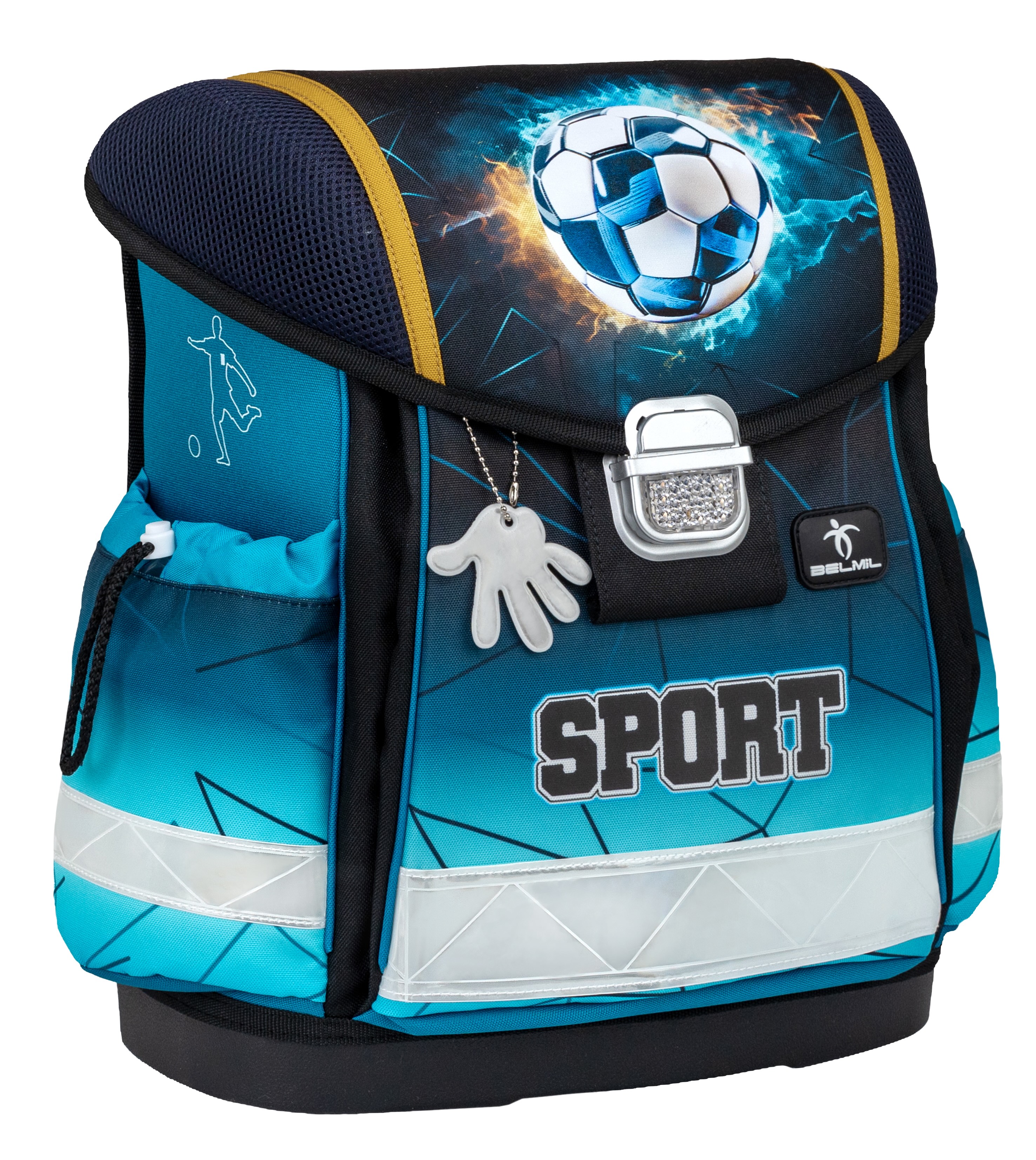 Ghiozdan -cutie de școală Belmil Classic - Fire Football, 1 compartiment