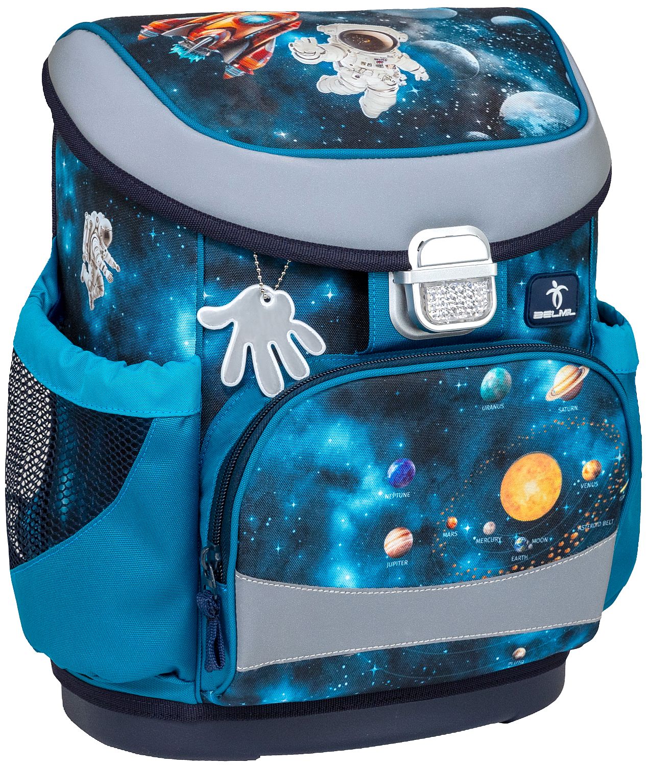 Rucsac-cutie de școală Belmil Classic - Infinity Space, buzunar frontal
