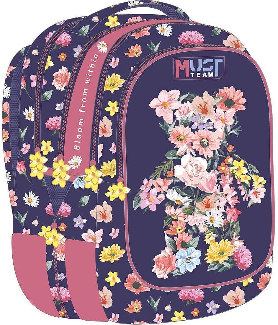 Ghiozdan școlar Must - Flower Bear, 4 fermoare