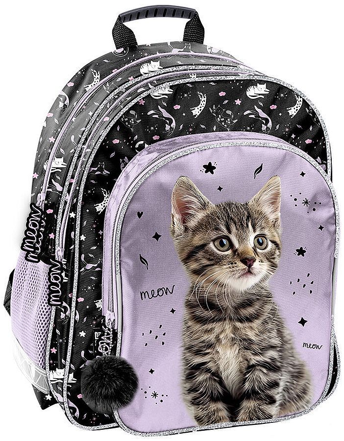 Rucsac școlar Paso Cat - Meow, Cu 2 compartimente