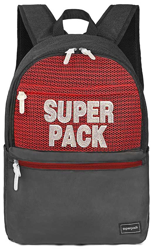 Ghiozdan școlar S. Cool Super Pack - roșu și negru, cu 1 compartiment