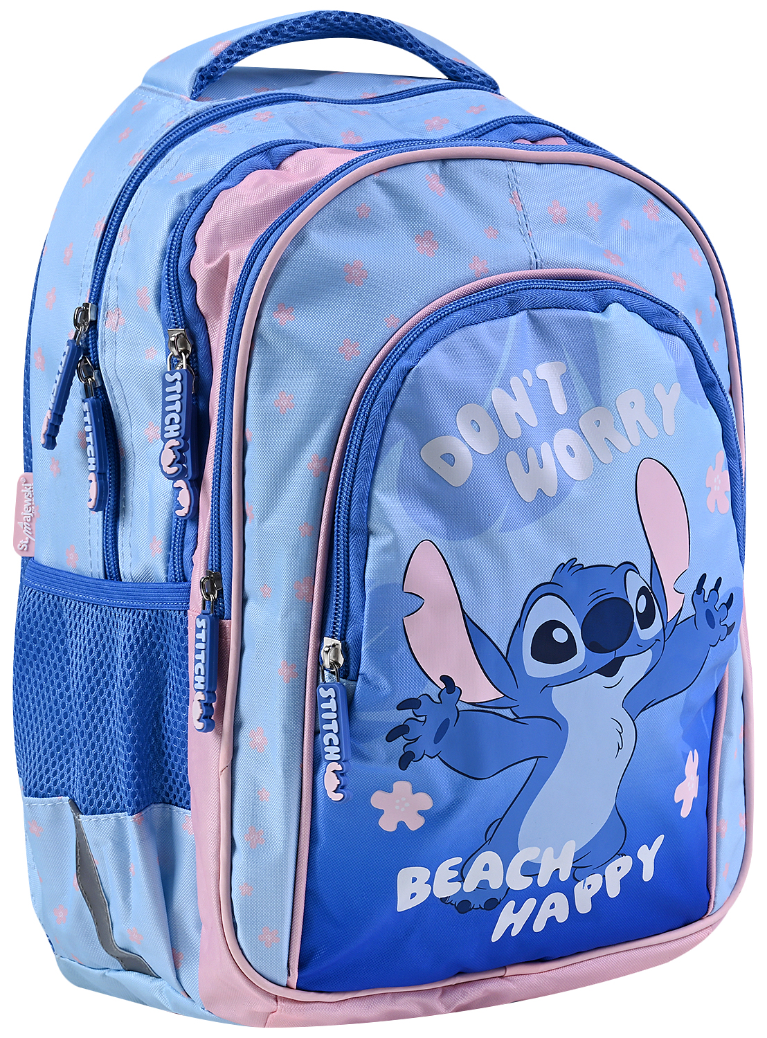 Ghiozdan școalăr  St. Majewski Stitch - Don't Worry! Beach Happy!, 4 compartimente