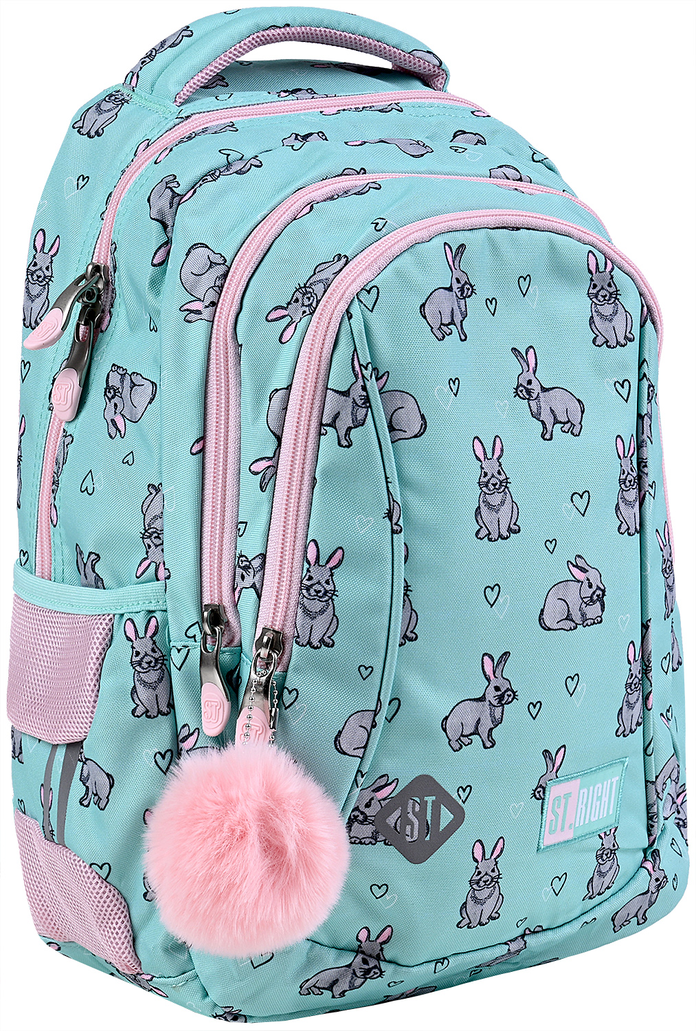 Ghiozdan școlar  St. Right Grey Rabbits - Cu 3 compartimente