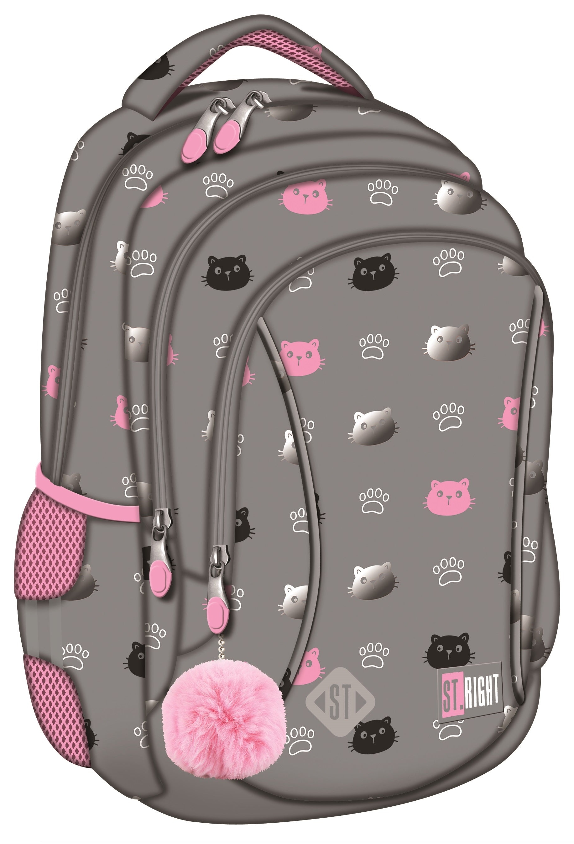 Ghiozdan școlar St. Right Kitty Paw - 3 compartimente