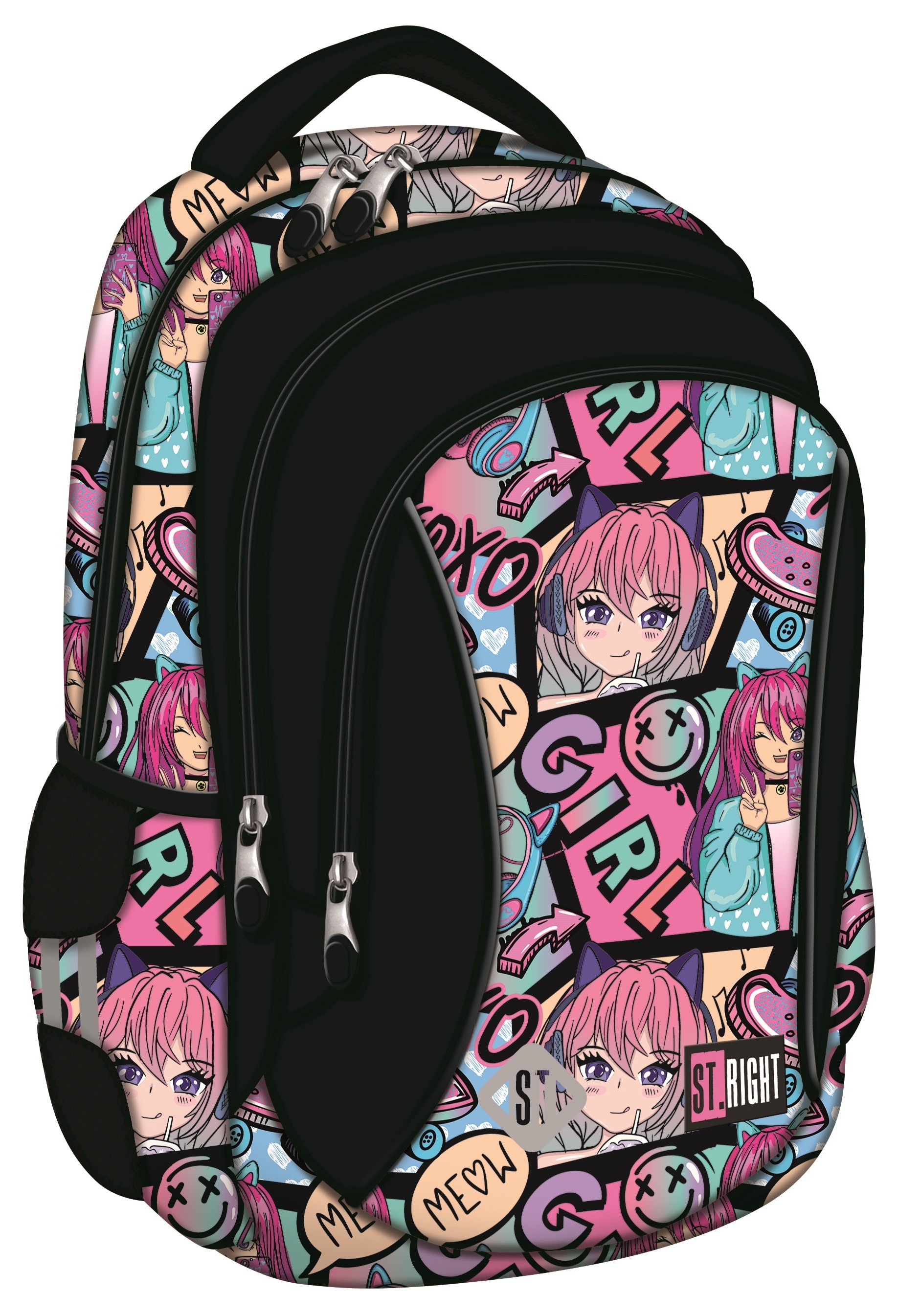 Ghiozdan școlar St. Right Manga Girl - 3 compartimente