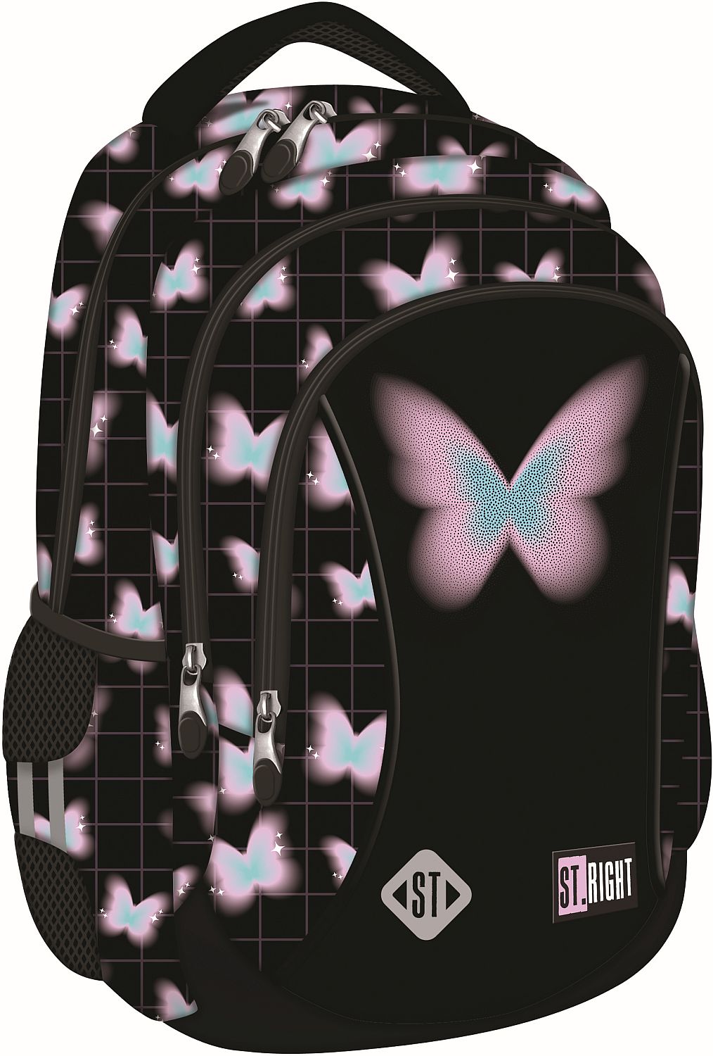 Ghiozdan școlar St. Right Pastel Butterfly - 3 compartimente