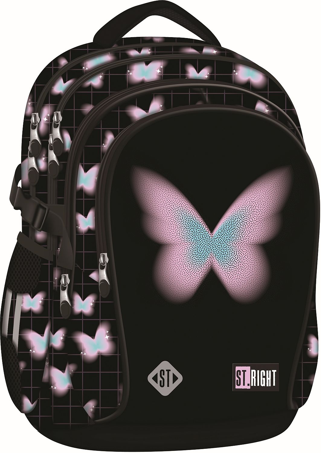 Ghiozdan școlar St. Right Pastel Butterfly - 4 compartimente