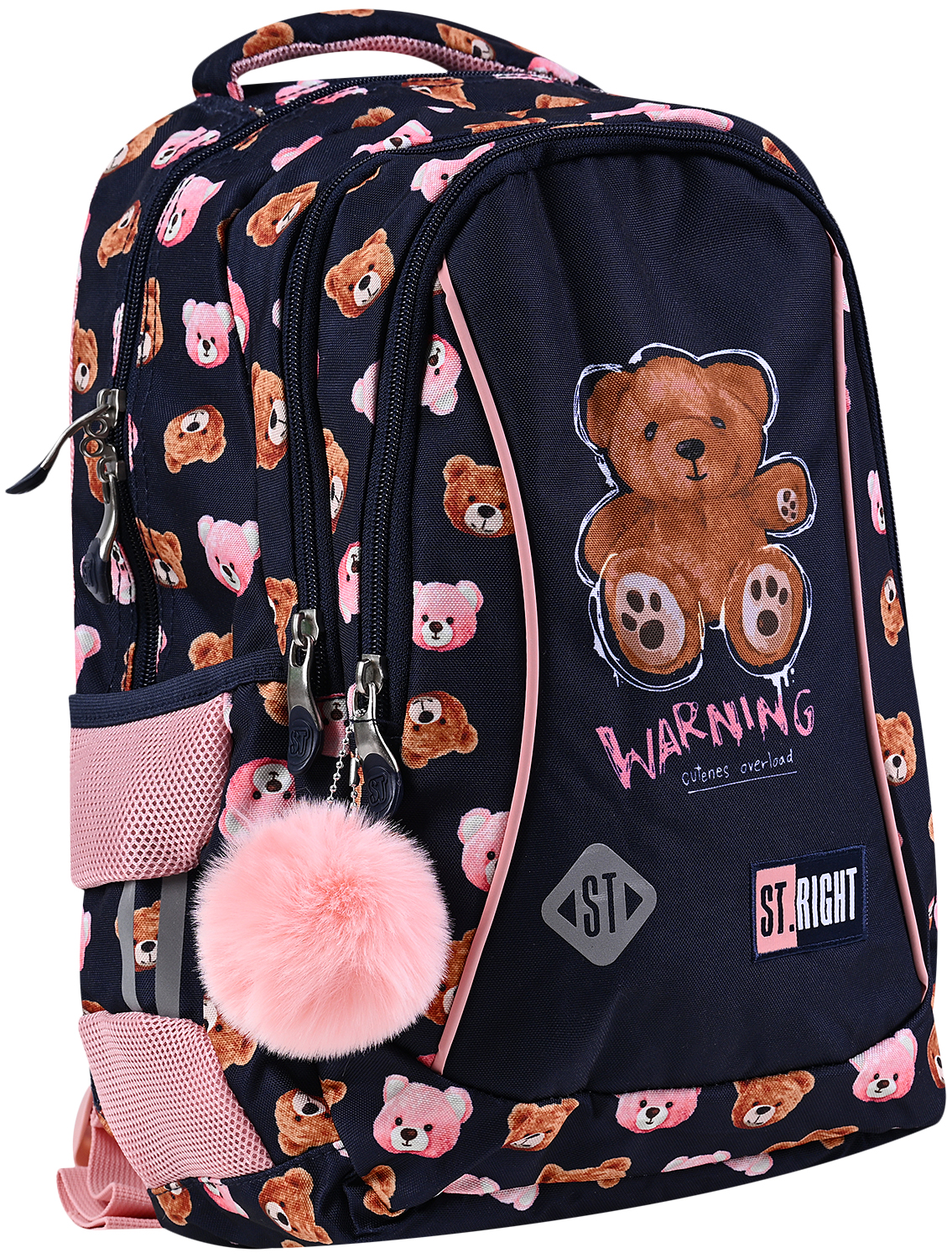 Ghiozdan școlar  St. Right Teddy Bear - Cu 3 compartimente
