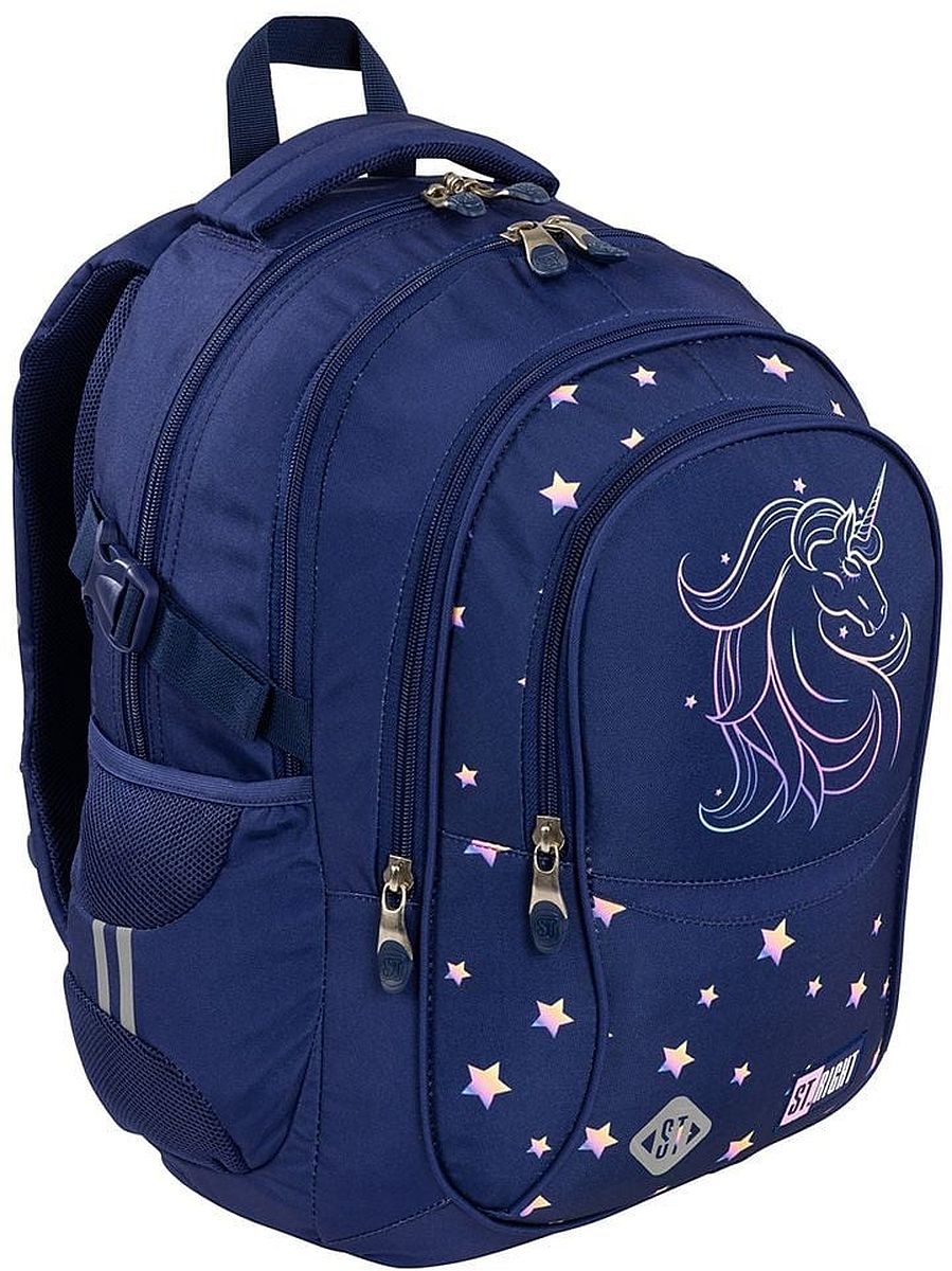Ghiozdan școlar St. Right Unicorn Glow - 4 compartimente
