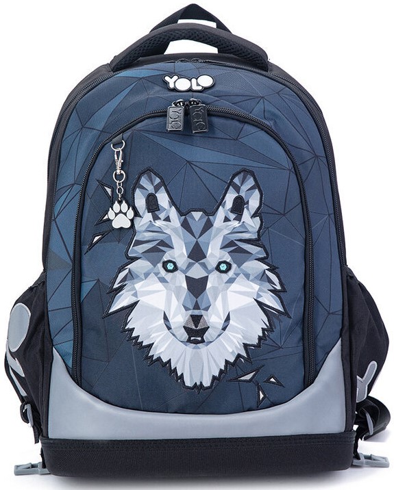 Ghiozdan școlar  YOLO Pro - 3D Wolf, cu 2 compartimente si un buzunar termic