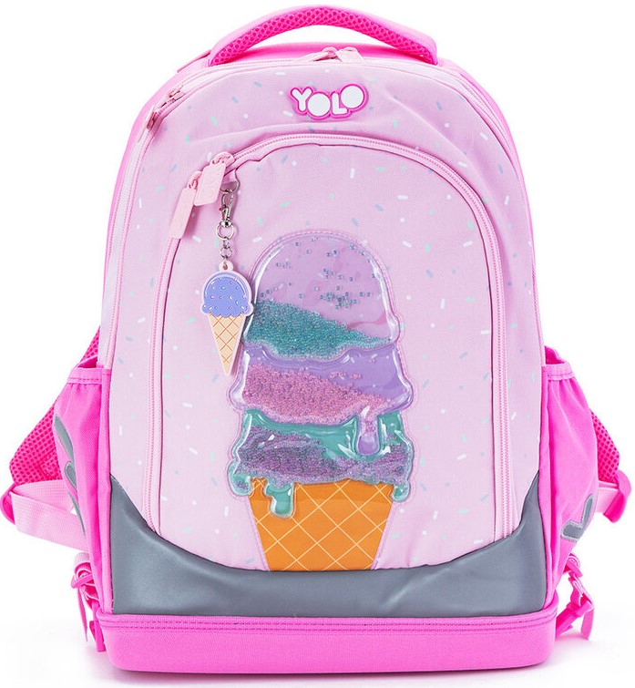 Ghiozdan școlar  YOLO Pro - Ice Cream, cu 2 compartimente si un buzunar termic
