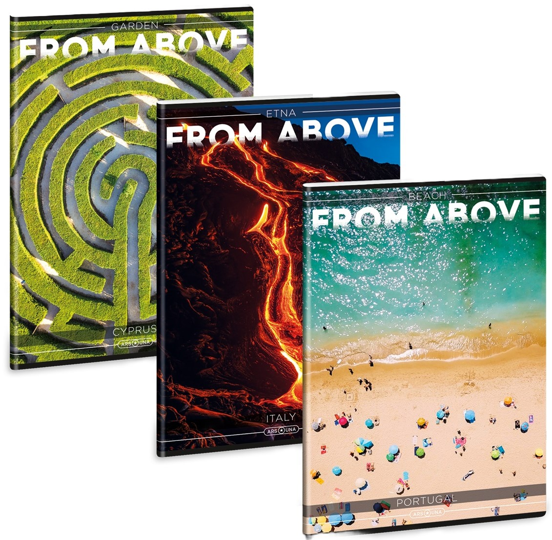 Caiet pentru elevi Ars Una Countries From Above - A4, cu 2 margini, 40 de foi, asortiment