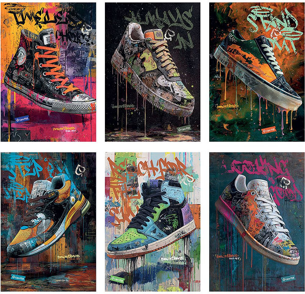 Caiet școlar Mar Mar - Sneakers, A4, 40+2 foi, linii largi