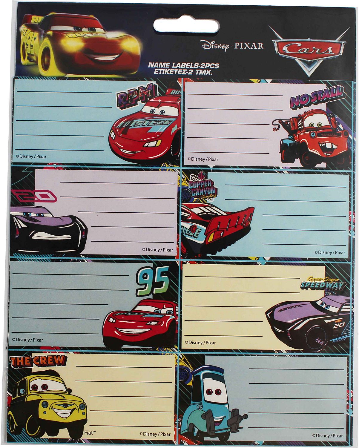 Etichete școlare Cars - 16 buc