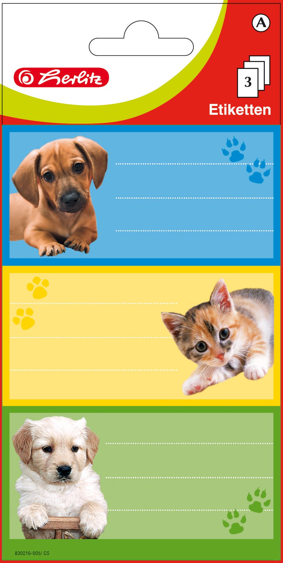 Etichete școlare Herlitz - Animals, 9 buc