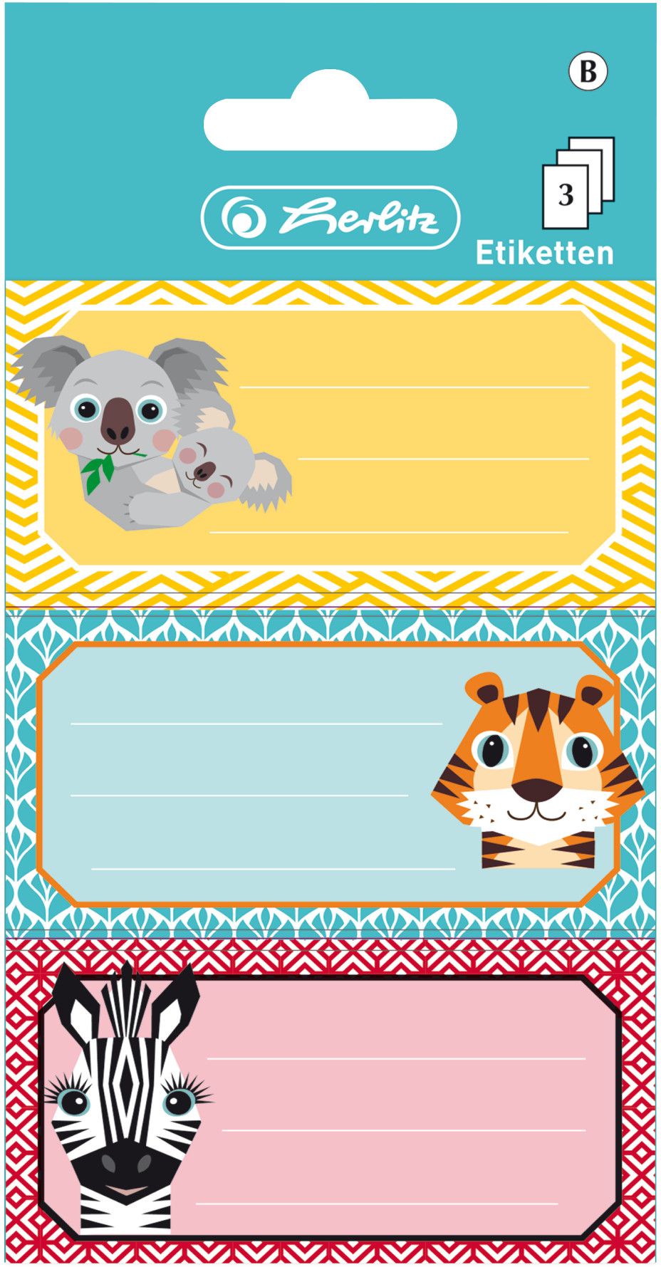 Etichete Scolare Cute Animals, Herlitz, 3 x 3 Coli - imagine 2