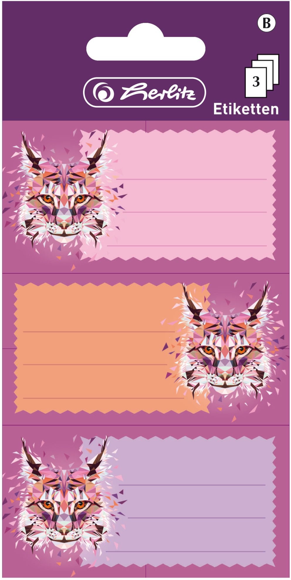 Etichete Scolare Wild Animals Lynx, Herlitz, 3 x 3 Coli - imagine 2