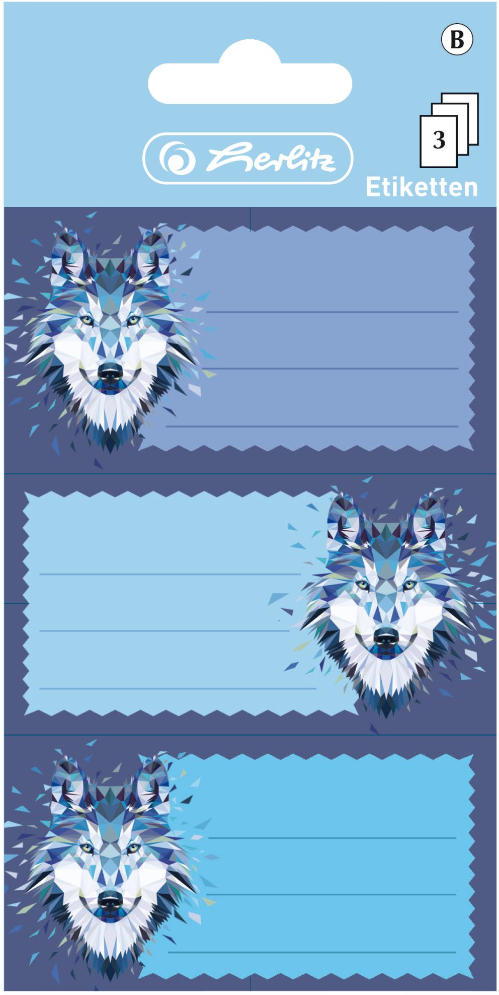 Etichete Scolare Wild Animals Wolf, Herlitz, 3 x 3 Coli - imagine 2
