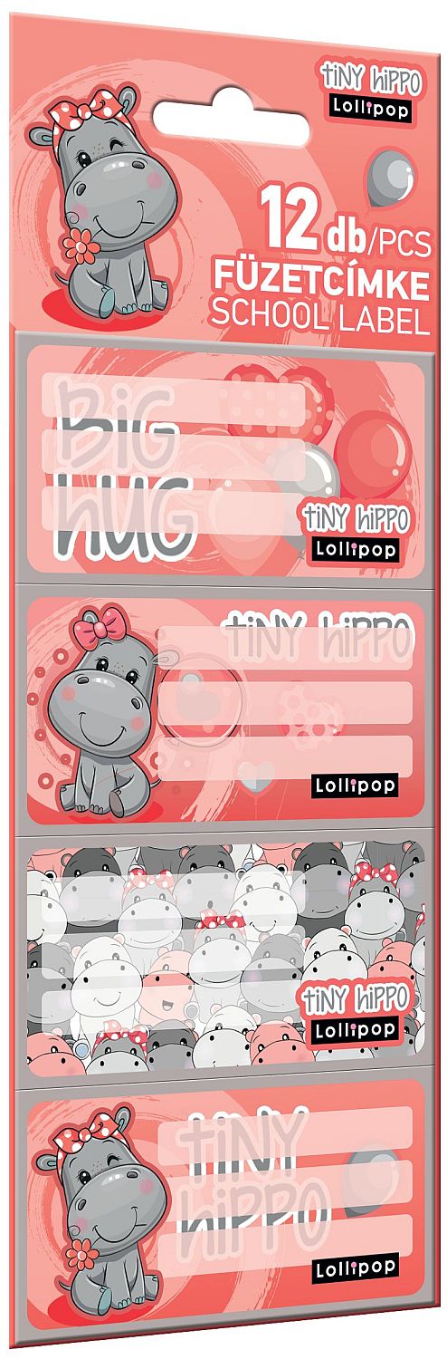 Etichete școlare Lizzy Card Lollipop - Thiny Hippo, 12 buc