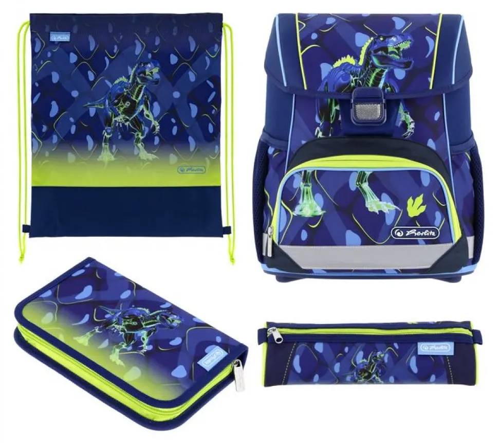 Set școlar Herlitz Loop Plus - T-Rex Explorer, hiozdan , două penare…