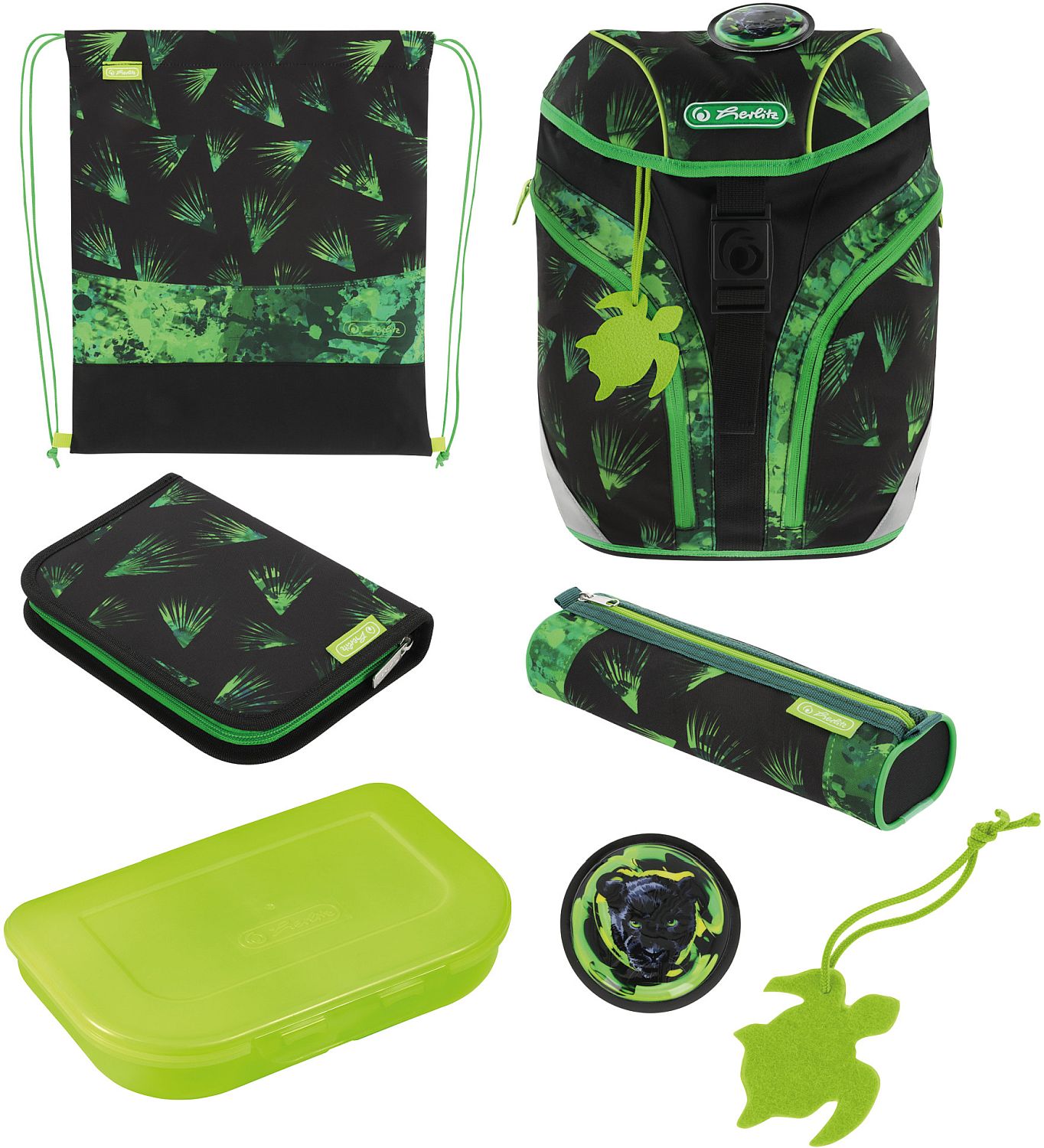 Set școlar Herlitz SoftLight Plus - Explorer, rucsac, două penare, săculeț și cutie pentru mâncare