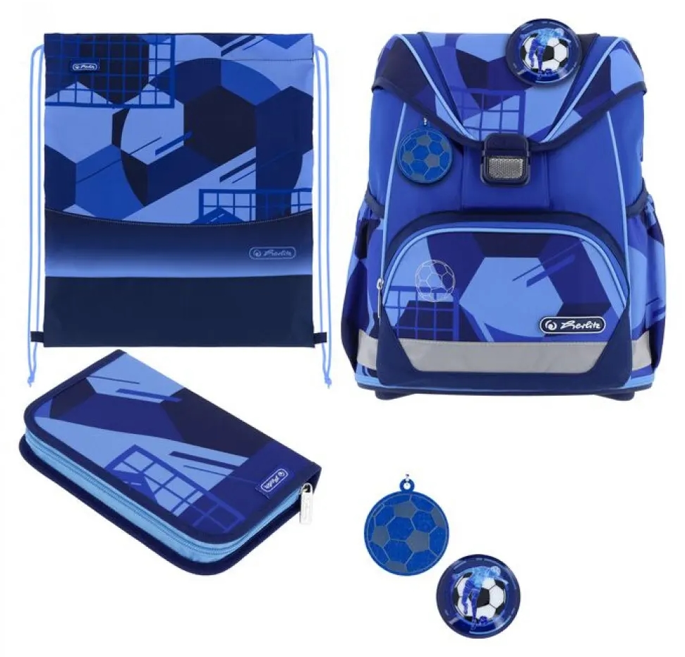 Set școlar Herlitz UltraLight Plus - Blue Goal, rucsac, penar și sac…