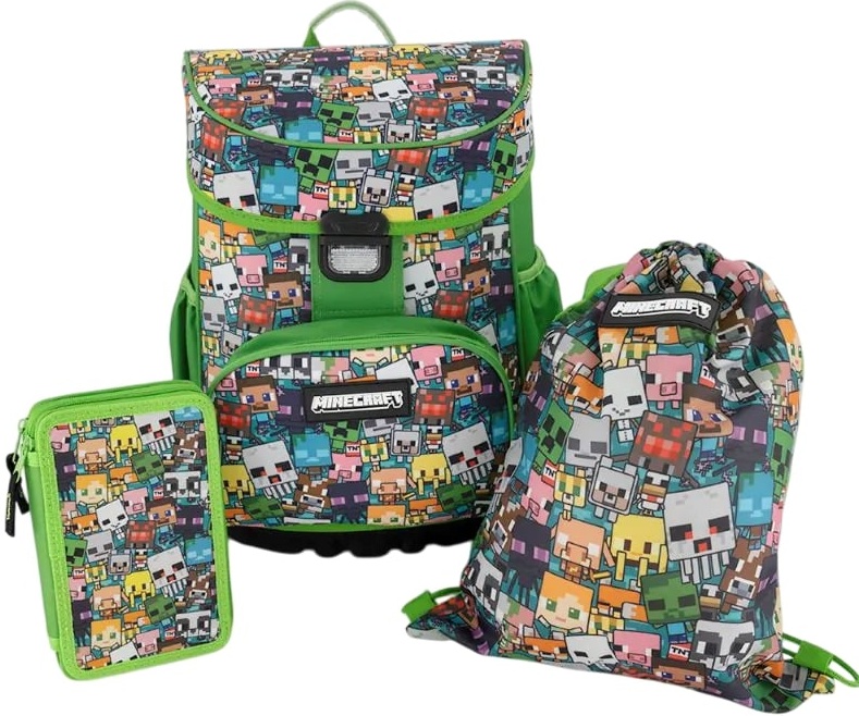 Set școlar Minecraft - Rucsac, penar și geantă sport