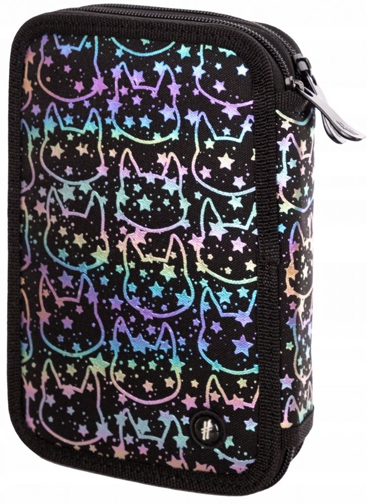 Penar școlar Astra Hash - Neon Kitty, 2 fermoare