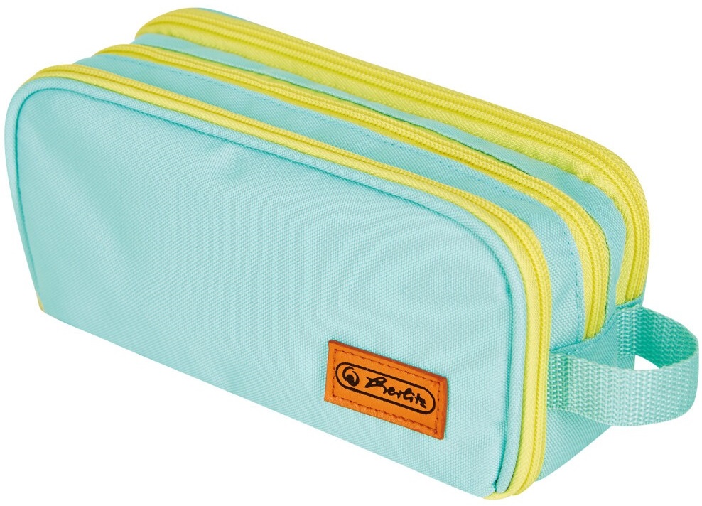 Penar școlar Herlitz - Neon Mint/galben, 3 fermoare