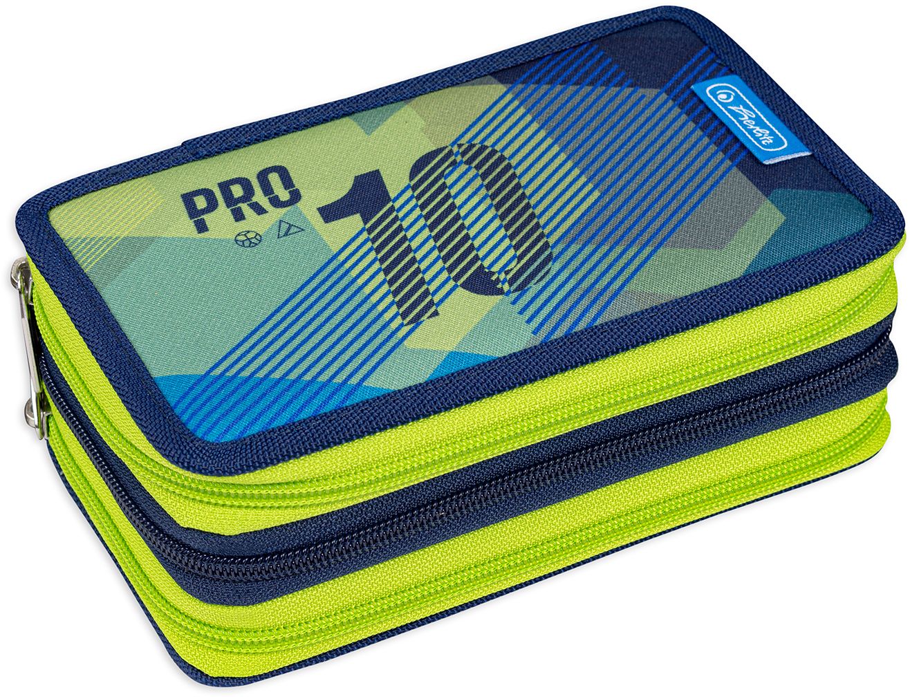 Penar școlar cu 3 fermoare Herlitz - Green Goal, 31 piese
