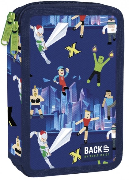 Penar școlar echipat BackUP - Super Game, cu 2 fermoare