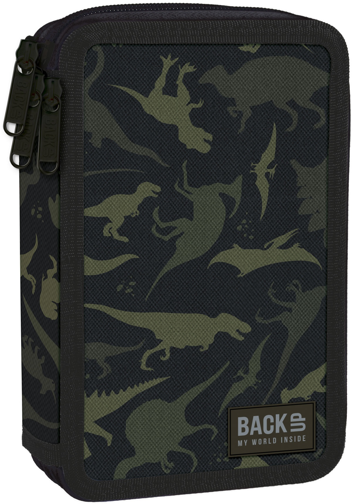 Penar școlar echipat Derform BackUp - Dinosaurs, 3 fermoare