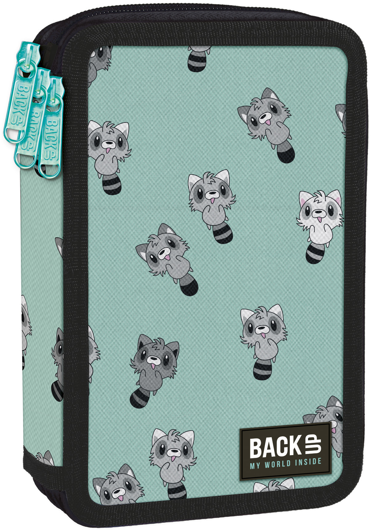Penar școlar echipat Derform BackUp - Raccoon, 3 fermoare