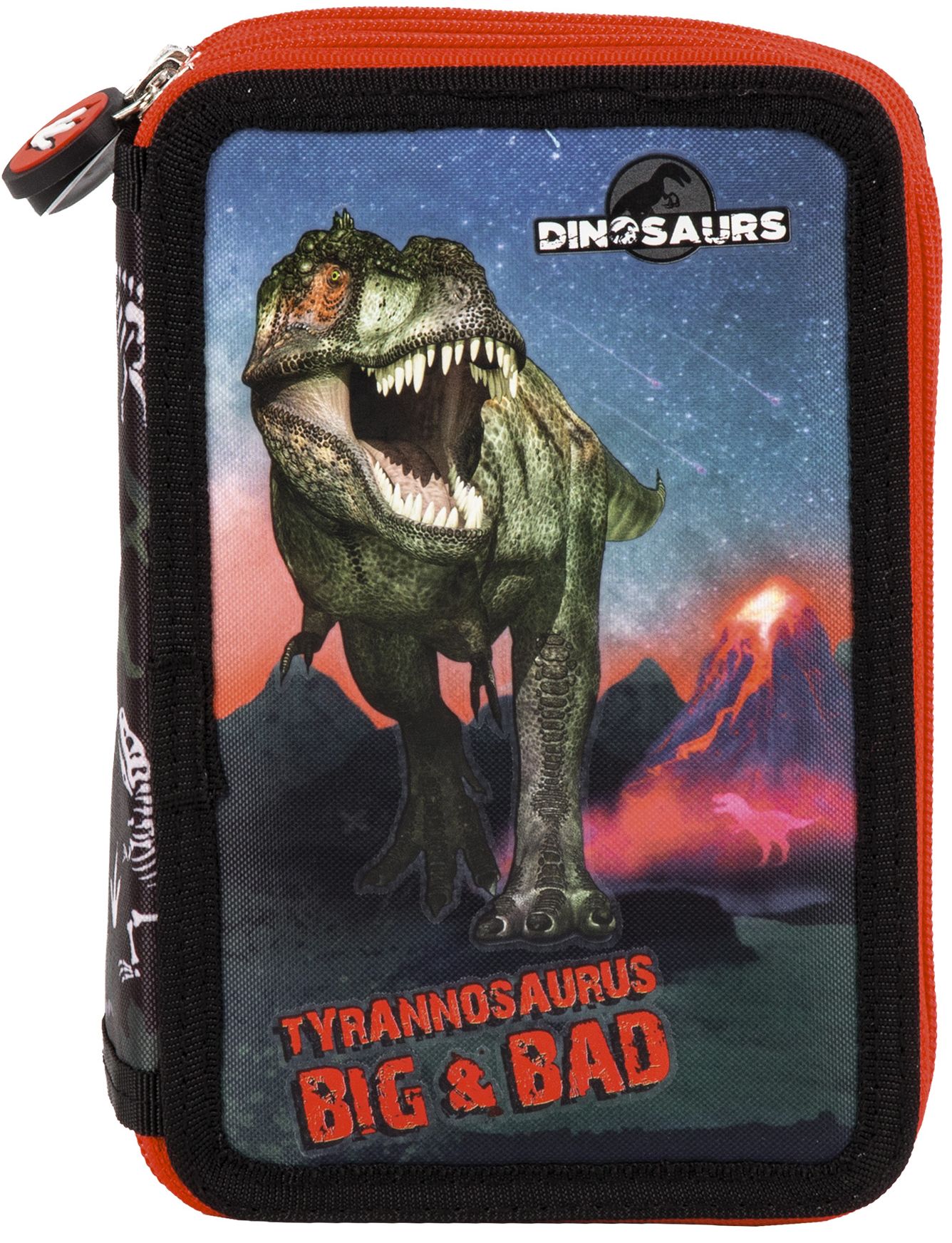 Penar școlar echipat Derform Dinosaur 17 - cu 3 fermoare
