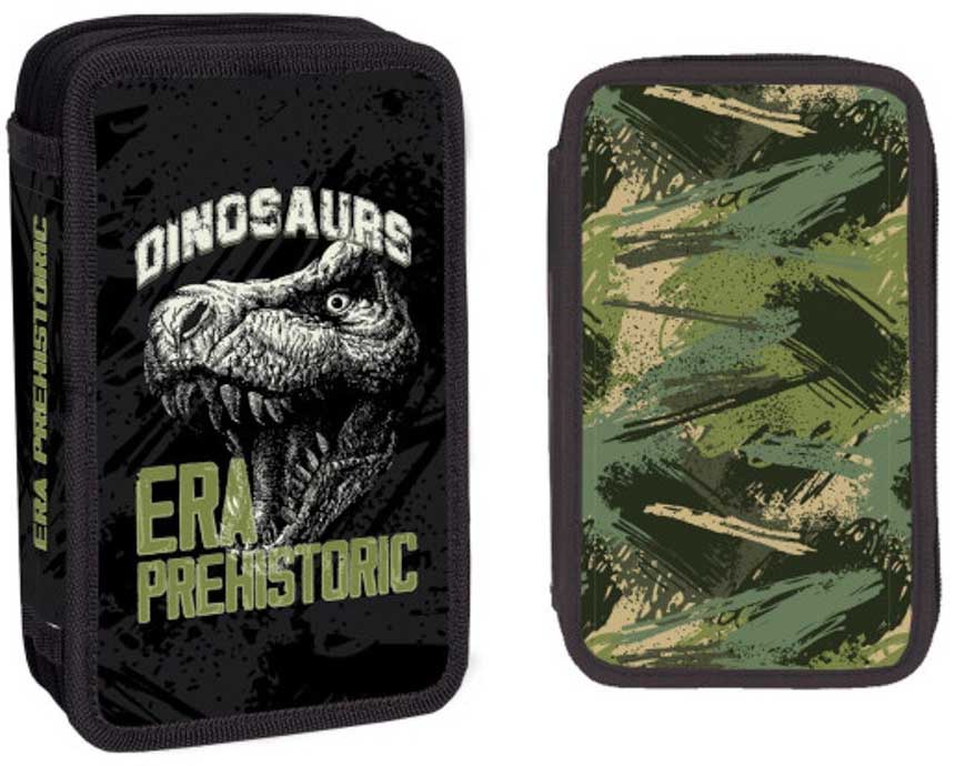 Penar școlar echipat S. Cool - Dino Era, cu 2 fermoare, 29 bucăți