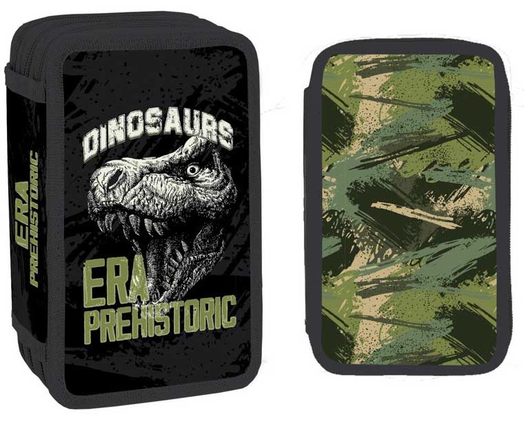 Penar școlar echipat S. Cool - Dino Era, cu 3 fermoare, 38 bucăți