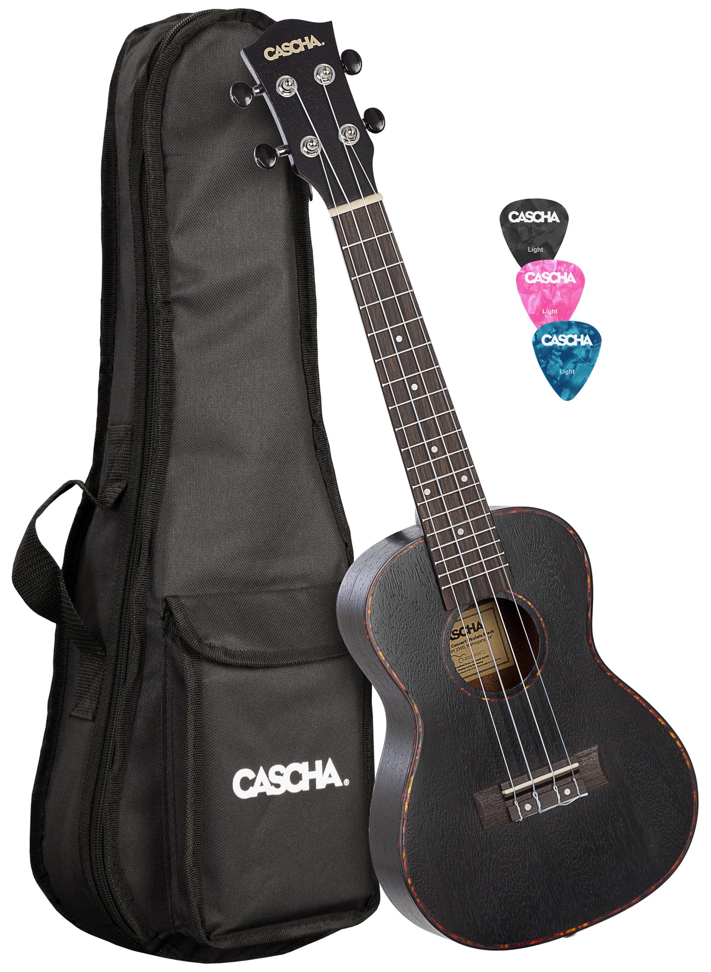 Ukulele concert Cascha - HH 2300 Premium Mahogany, negru
