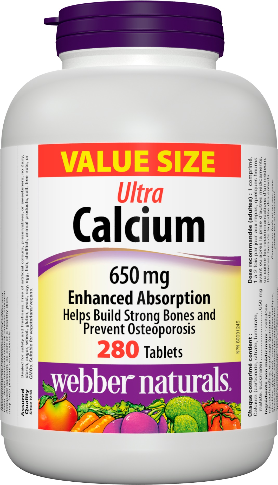 Ultra Calcium, 650 mg, 280 tablete, Webber Naturals