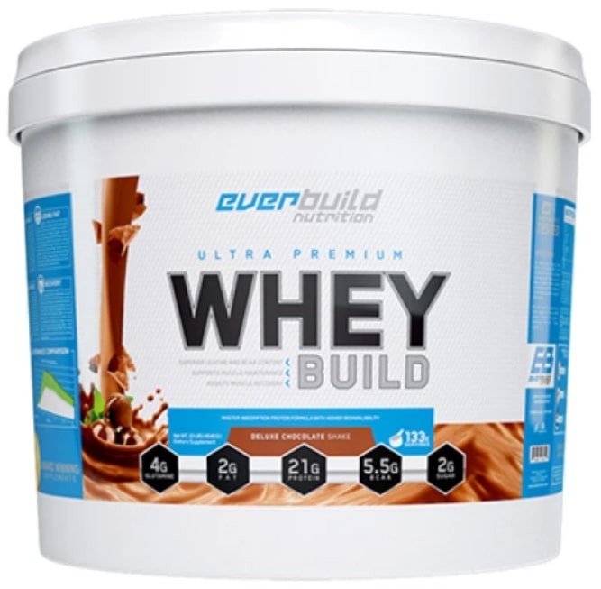 Ultra Premium Whey Build, shake de ciocolată de lux, 4.54 kg, Everbuild